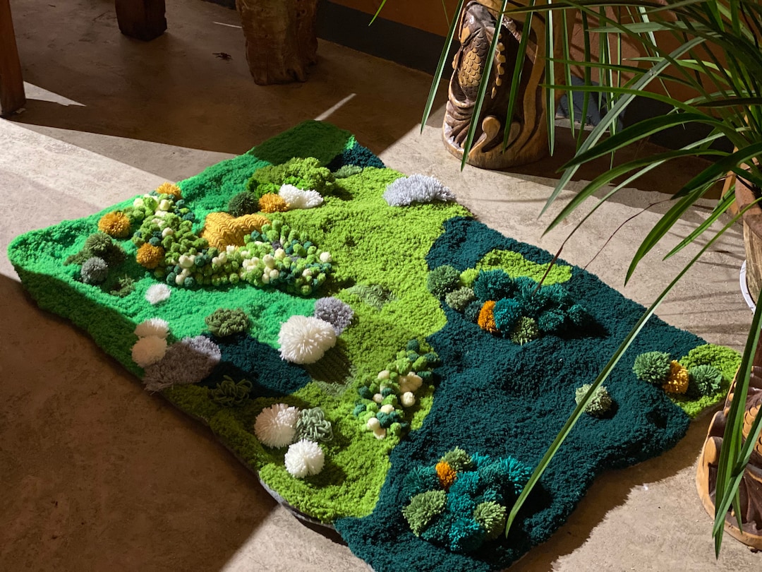 Custom Moss Rug,handmade Latch Hook Rug,customized Rugs,art Rugs,soft