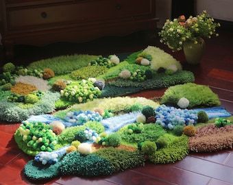 Handmade Moss and River Rugs/Carpets, Custom Rugs,Art Rugs,Soft Rug Moss Abstract Rug,Meadows Rug,Tundra Rugs