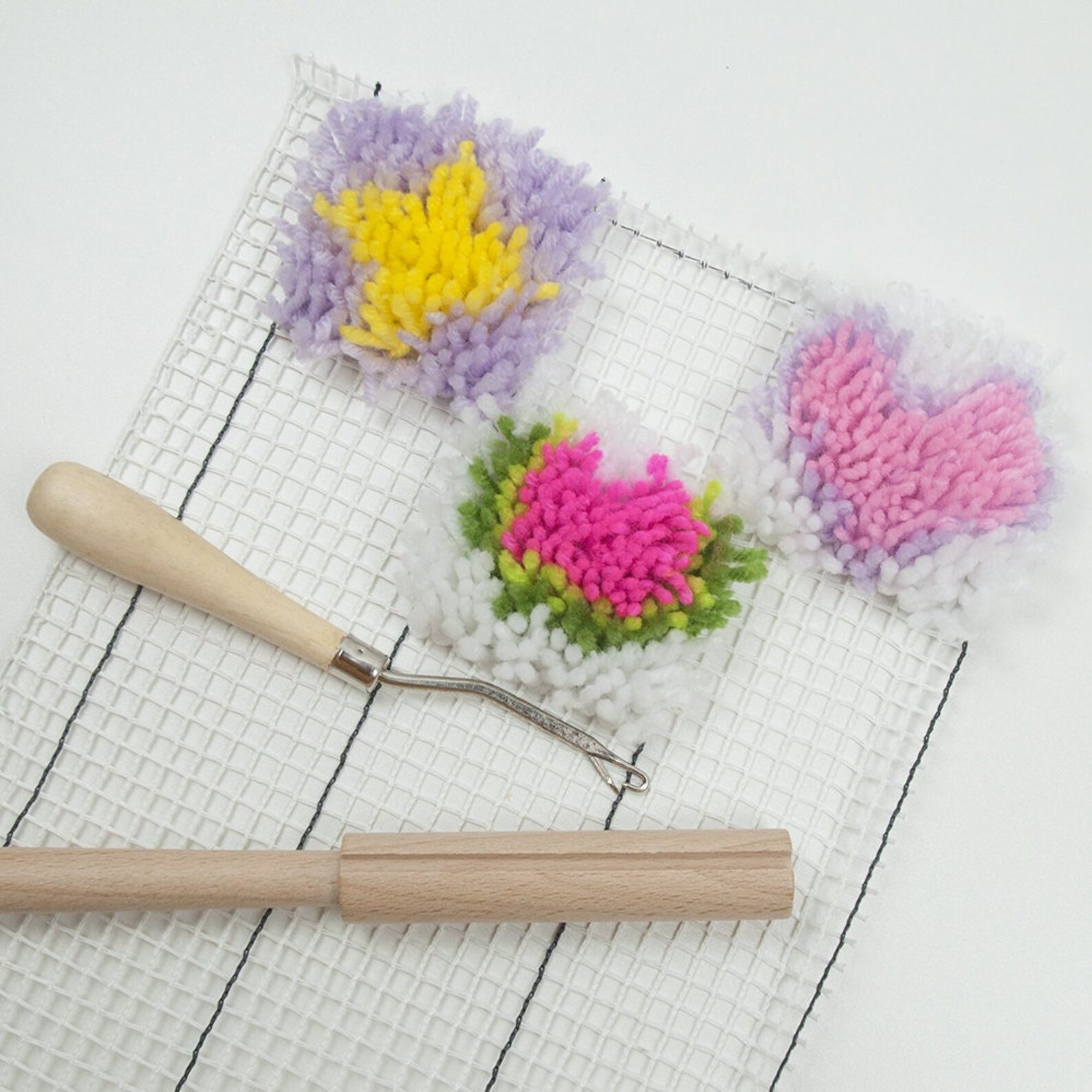 3 Pieces Latch Hook Tool Rug Mesh Fabric Canvas Wooden Bent Etsy