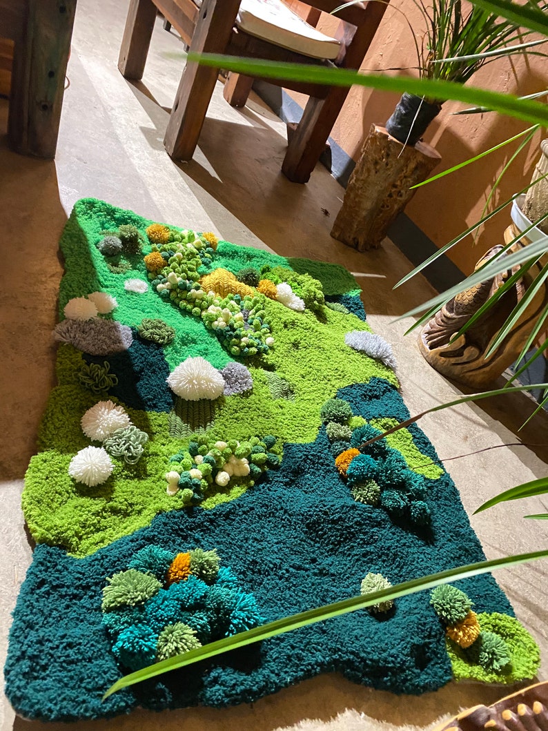 Handmade Moss Rug: Abstract Forest Latch Hook Rug - Etsy