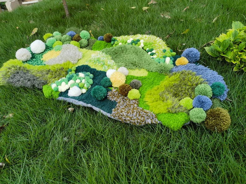 Handgefertigte Knüpfteppiche, Grüner Moos Teppich, Benutzerdefinierte Teppiche, Kunstteppiche, Weicher Teppich Moos Teppich, Wiesenteppich, Tundra Teppiche Bild 7