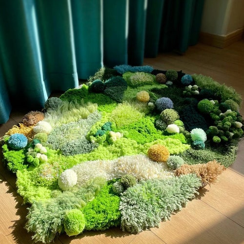 Handmade Moss Rug Soft Latch Hook Rugscustom Rugsart Etsy