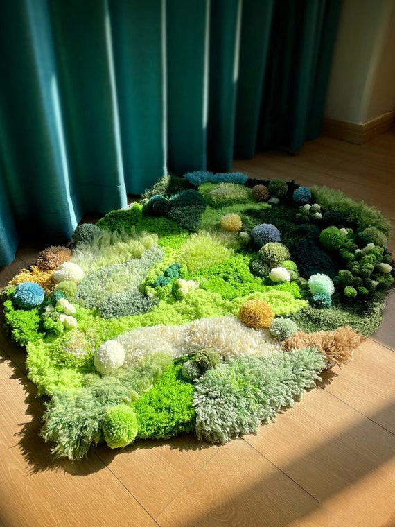 Handmade Moss Rug, Soft Latch Hook Rugs,custom Rugs,art Rugs,soft