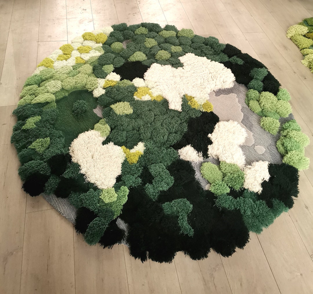 3D Green Grass Moss Rug Handmade Rugs Carpet, Turfted Wool Rugs for ...