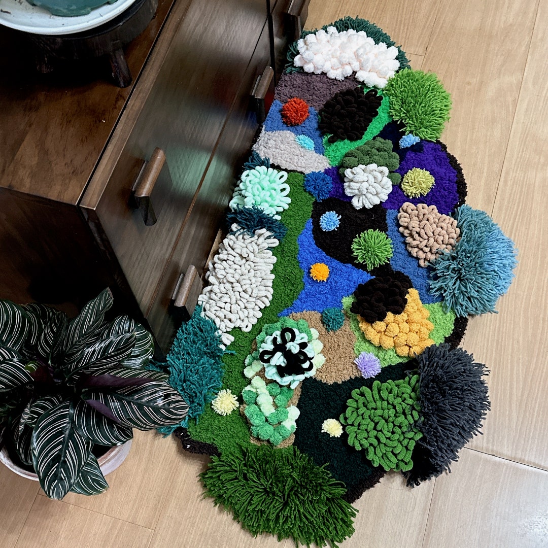 Latch Hook Moss Rugs/carpets Handmade Art Rugs Soft Rug Moss Abstract