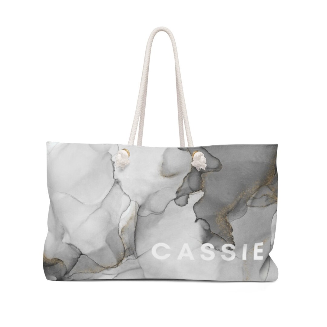 Marble Grey Weekender Bag Carry on Beach Bag Luggage Etsy