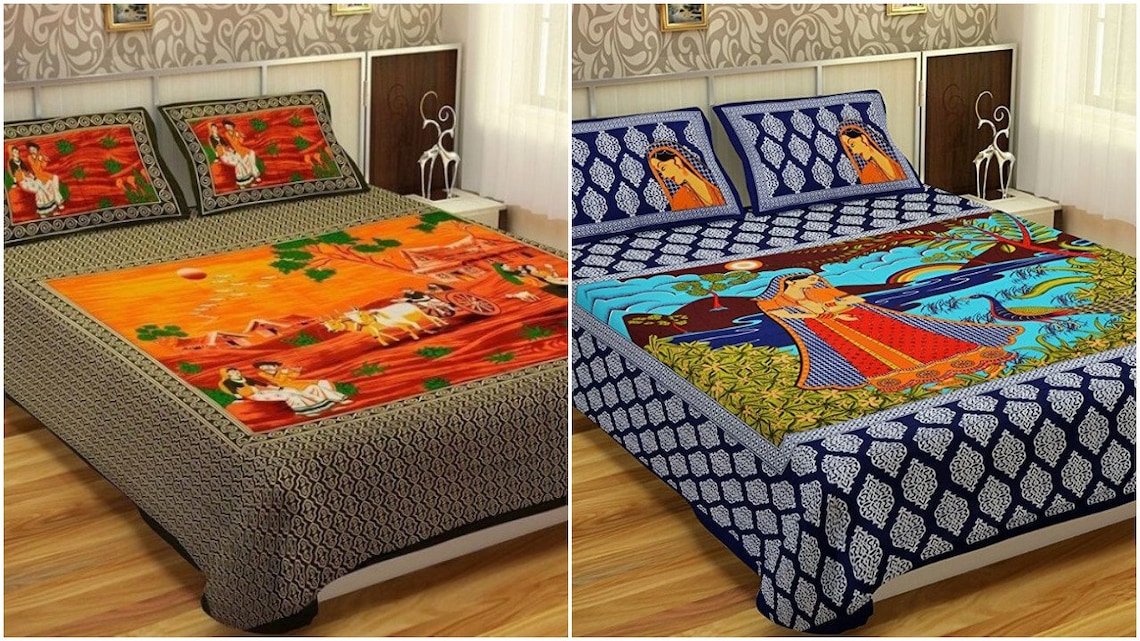 2 BED SHEET COMBO 100 Pure Cotton Double Bed Queen Size 2 Etsy