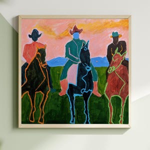 Cowboy a cavallo Dipinto, arredamento d'interni, dipinto originale, rodeo, arte equina, regalo unico, contemporaneo, arte western per soggiorno