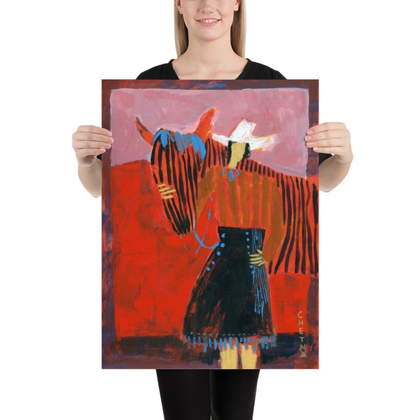 Cowgirl with her Horse Print From Original Painting