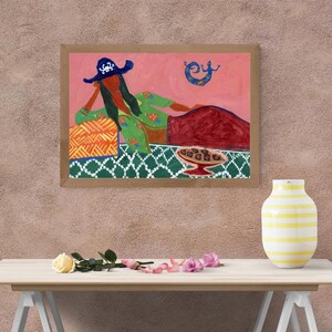 Cowgirl reclining figure portrait, Poster Print on Matte paper, Western art, figurative painting.