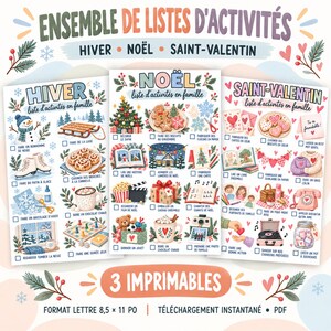 Liste d'activités en famille - Noël, hiver et Saint-Valentin (Fichiers prêts à imprimer)