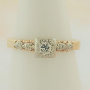 14k Two Tone Vintage Engagement Ring