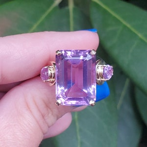 14k Yellow Gold Vintage Amethyst Statement Ring