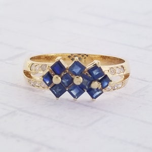 14k Yellow Gold Vintage Sapphire and Diamond Ring