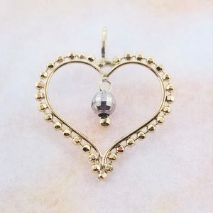 14k Two Tone Heart Charm