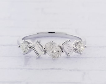 14k White Gold Diamond Statement Ring