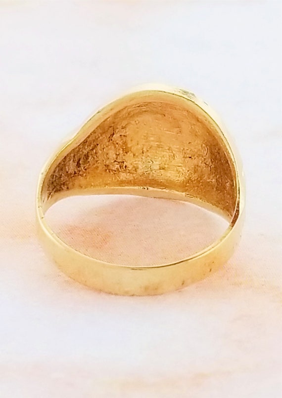 14k Yellow Gold Diamond Cut Dome Ring - image 5