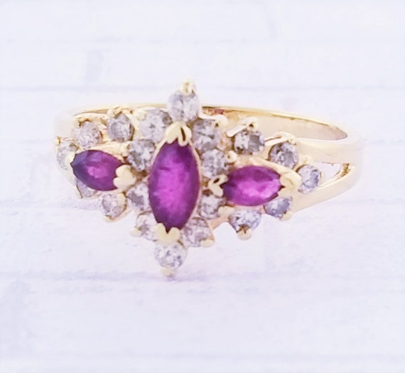 14k Yellow Gold Ruby and Diamond Ring - image 5