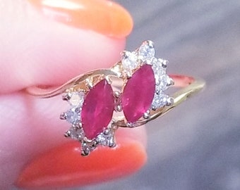 14k Yellow Gold Ruby and Diamond Ring