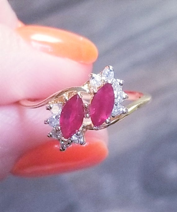 14k Yellow Gold Ruby and Diamond Ring - image 1