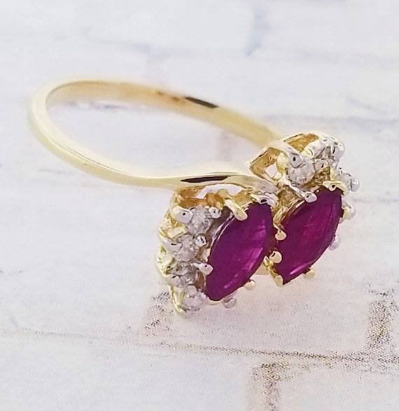 14k Yellow Gold Ruby and Diamond Ring - image 3