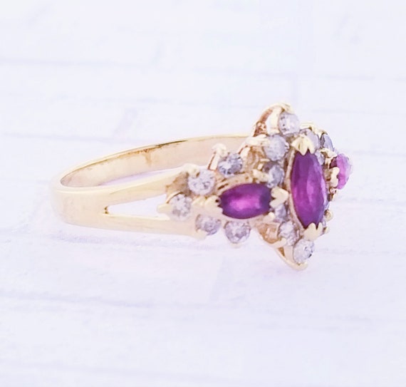 14k Yellow Gold Ruby and Diamond Ring - image 4