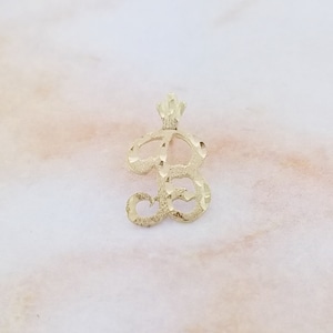 14k Yellow Gold Vintage Diamond Cut Initial &#39;B&#39; Charm