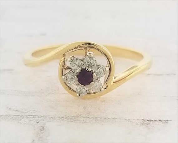 14k Yellow Gold Ruby and Diamond Ring - image 3