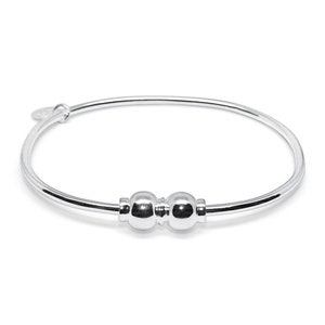 Cape Cod Sterling Silver Double Ball Bangle Bracelet