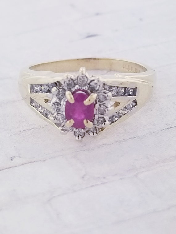 10k Yellow Gold Vintage Ruby and Diamond Ring - image 3