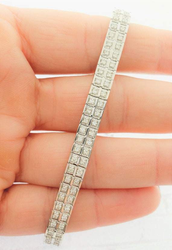 14k White Gold Double Row Diamond Bracelet
