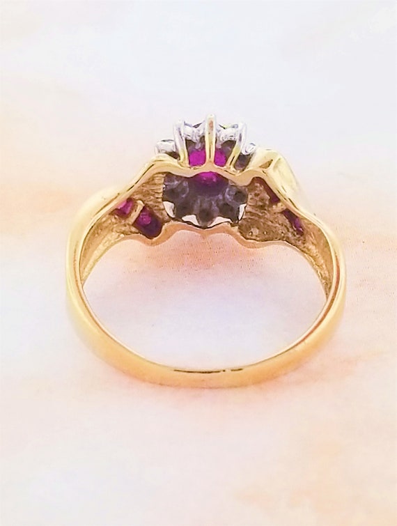 14k Yellow Gold Ruby and Diamond Ring - image 4