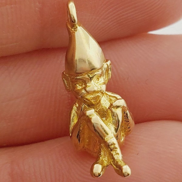 14k Yellow Gold Vintage Elf Charm