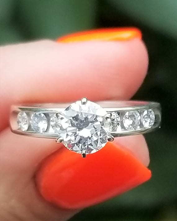 14k White Gold Diamond Tiffany Setting Engagement Ring