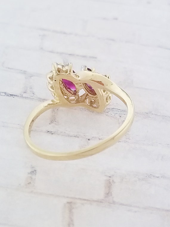 14k Yellow Gold Ruby and Diamond Ring - image 2