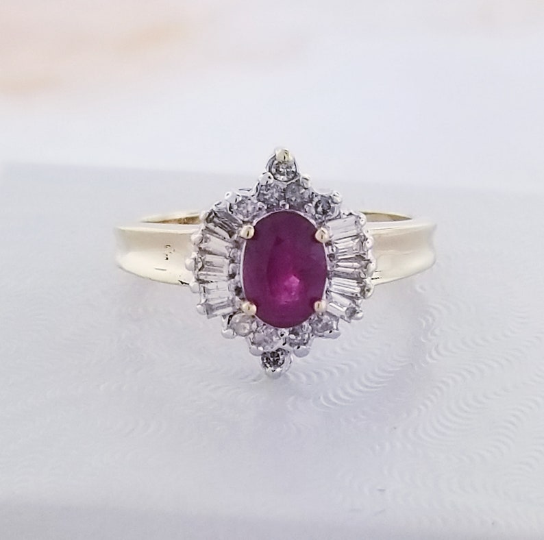 14k Yellow Gold Ruby and Diamond Ring - Etsy