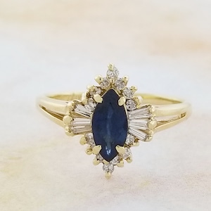 14k Yellow Gold Sapphire and Diamond Ring