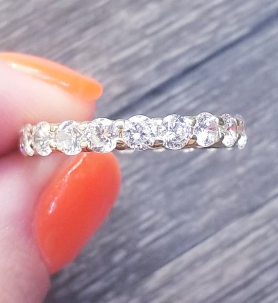 14k Yellow Gold Vintage Cubic Zirconia Band - image 2