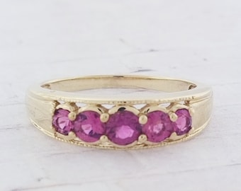 14k Yellow Gold Vintage Pink Tourmaline Ring