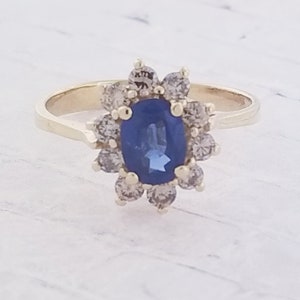 14k Yellow Gold Sapphire and Diamond Ring