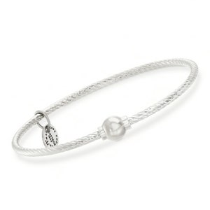 Cape Cod Sterling Silver Twister Single Bead Bangle Bracelet