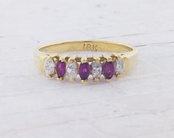 18k Yellow Gold Ruby and Diamond Ring