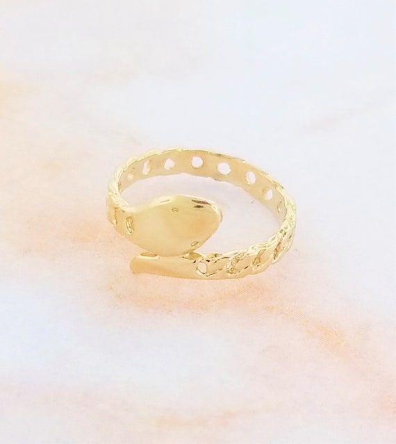 14k Yellow Gold Snake Ring - image 2