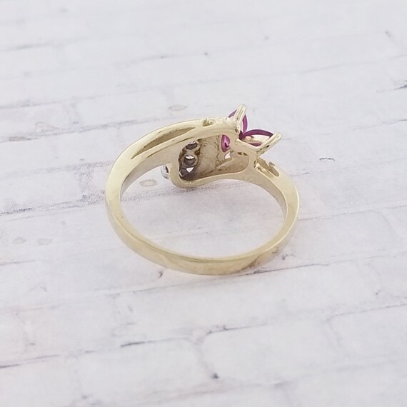 10k Yellow Gold Vintage Ruby and Diamond Ring - image 5