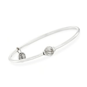 Cape Cod Sterling Silver Single Swirled Bead Bangle Bracelet
