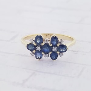 14k Yellow Gold Sapphire and Diamond Ring