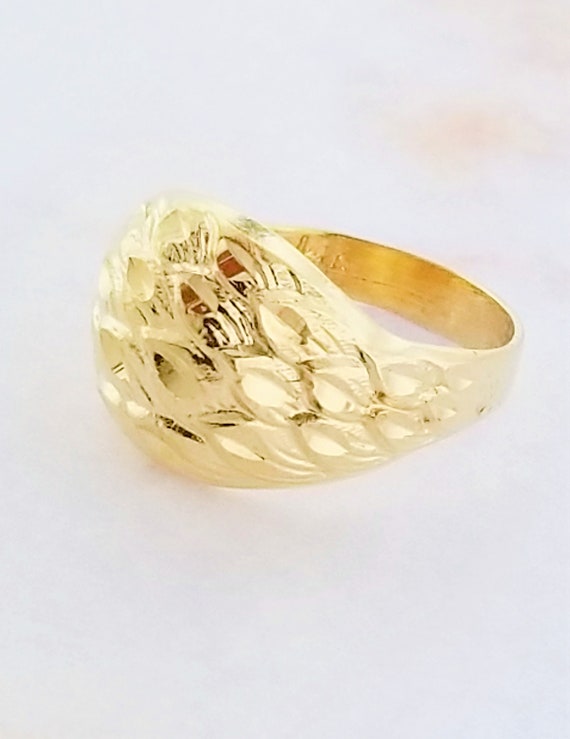 14k Yellow Gold Diamond Cut Dome Ring - image 2
