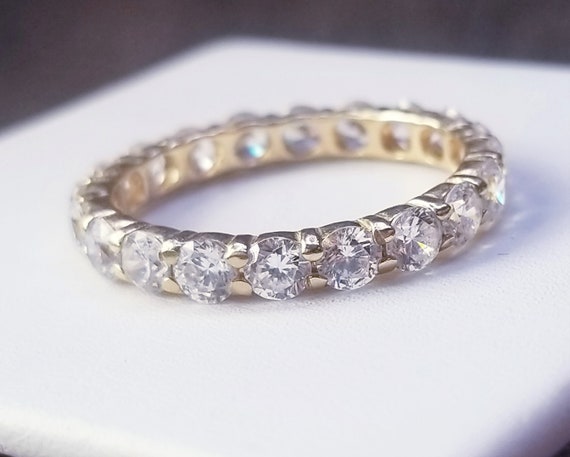 14k Yellow Gold Vintage Cubic Zirconia Band - image 7