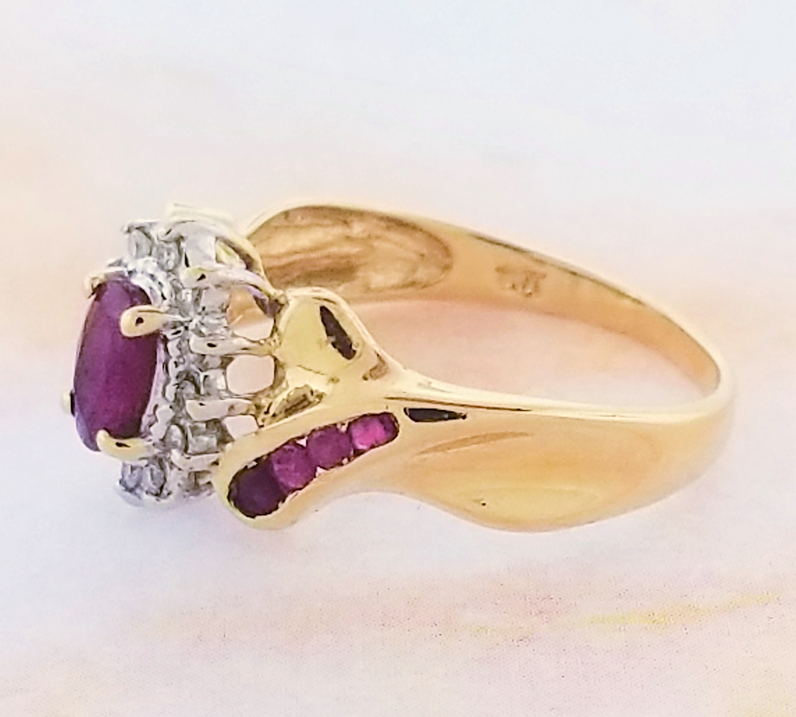 14k Yellow Gold Ruby and Diamond Ring - Etsy