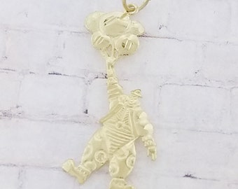 Pendentif Médaille Ancien - Breloque Clown Plaqué Or - Vintage